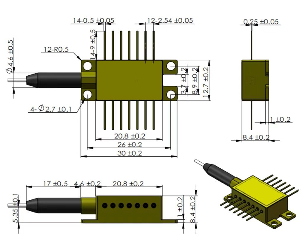 Fibermart DFB Laser Diodes Package Drawing